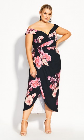 Decadent Maxi Dress – black – City Chic – Australian – figure-flaunting off shoulder silhouette