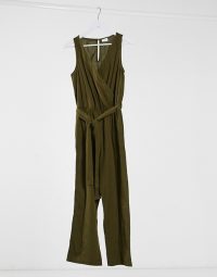 Vila wrap detail jumpsuit in green – dark green jumpsuits