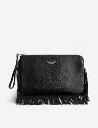 ZADIG&VOLTAIRE Uma snake-print fringed leather clutch ~ boho bags