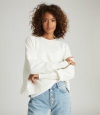 REISS ABELA CROPPED SWEATSHIRT IVORY ~ casual wardrobe essentials ~ essential sweat tops