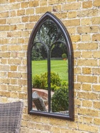 John Lewis – Afur Outdoor Garden Wall Arched Mirror, 112 x 61cm, Antique Noir