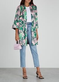 ALICE + OLIVIA Lynn printed reversible satin kimono jacket / tropical prints