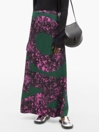 COLVILLE Alphabet-print crepe maxi skirt ~ long green and pink printed skirts