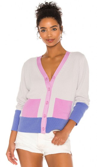 525 america Yarn & Color Blocked Cardigan Silver Multi