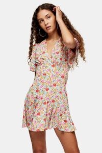 Topshop Angel Sleeve Mini Dress ~ multcoloured floral dresses