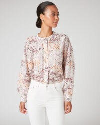 JIGSAW ANIMAL FLORAL VOILE BLOUSE / lightweight feminine blouses