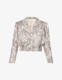 ART DEALER Dua cheetah-print cropped satin blazer / crop hem jackets