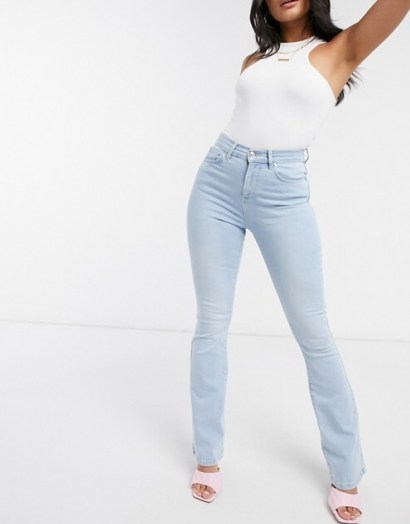 ASOS DESIGN Hourglass ‘Lift and Contour’ flare jeans in lightwash blue