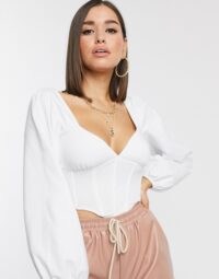 ASOS DESIGN long sleeve corset in white