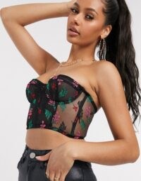 ASOS DESIGN mesh & floral embroidered corset bralet | strapless bralets