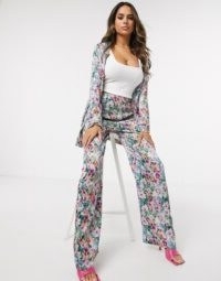 ASOS DESIGN soft satin suit in floral / flower print pant suits