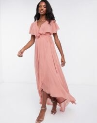 ASOS DESIGN Tall cape back dipped hem maxi dress in rose