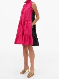 ROKSANDA Athis ruffled cotton-poplin dress ~ fuchsia pink and black tiered dresses