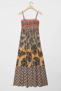 ANTHROPOLOGIE Amalita Smock Maxi Dress / skinny strap multi print dresses