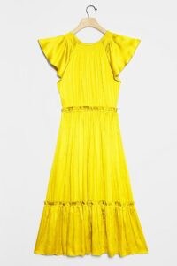 Current Air Dodie Flutter-Sleeved Midi Dress ~ yellow tiered dresses