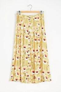 Kachel Printed Button Front Maxi Skirt Yellow Motif / poppy prints