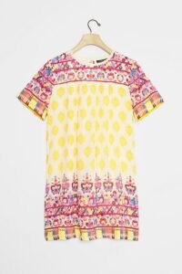 Tanvi Kedia Ferne Printed Dress Yellow Motif / bright and colourful shift dresses