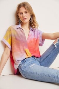 Bl-nk Carmel Tie-Dyed Blouse Purple Motif / multicoloured short sleeve top