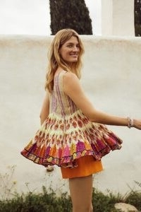 Lorelai Swing Blouse | Anthropologie / sleeveless multicoloued pleated hem top / tops with swish