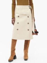 PROENZA SCHOULER Belted panelled-twill midi skirt ~ beige trench style skirts