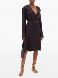 BOTTEGA VENETA Belted wide-lapel silk-satin dress | LBD