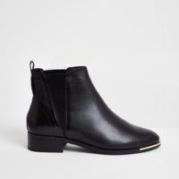 RIVER ISLAND Black metal toe chelsea boot ~ pull-on block heel boots