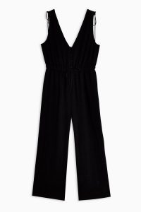 Topshop Black V Neck Jumpsuit With Linen