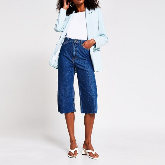 River Island Blue denim culotte high rise jean | culottes