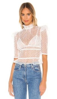 Camila Coelho Tierra Top | sheer high neck ruffled tops