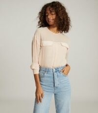 REISS CAMILLE SEMI SHEER TWIN POCKET TOP BLUSH ~ wardrobe essentials