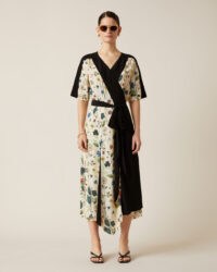 JIGSAW CHINOISERIE FLORAL WRAP DRESS / asymmetric hemline dresses