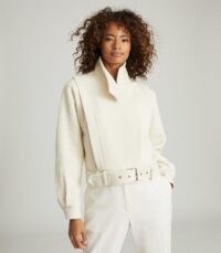 REISS CLARA SHORT BIKER JACKET CREAM ~ casual cool looks