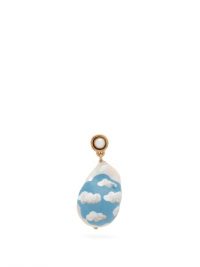 BOTTEGA VENETA Cloud pearl & 18kt gold-plated single earring ~ hand painted drop earrings