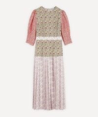 RIXO Cozi Pleated Dress / patchwork printed dresses