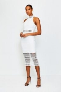 KAREN MILLEN Crochet Bandage Dress / semi sheer fitted dresses