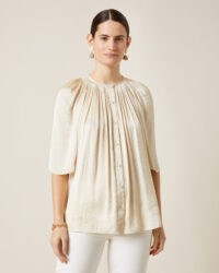 JIGSAW CROCUS DRAPE GATHERED TOP Vanilla / elegant luxe style blouses