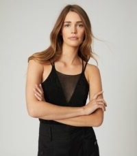 REISS DARCY SHEER PANEL CAMI BLACK ~ strappy tops