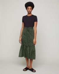 JIGSAW DOTTED FLOWER PEPLUM HEM SKIRT / khaki-green skirts