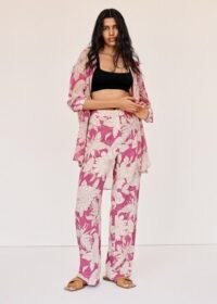 MANGO WINO Floral print trousers / pink summer pants