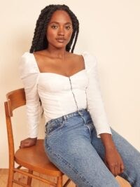 Reformation Gemma Top | white fitted bodice tops