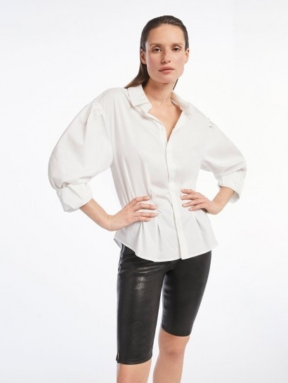 FRAME Geraldine Shirt Blanc | white volume sleeve shirts | modern classic clothing