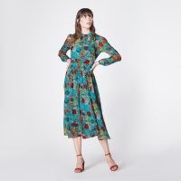 L.K. BENNETT GISH PEONY PRINT TIE NECK SILK DRESS / long sleeve floral dresses