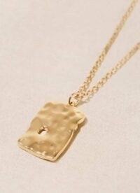 Mint Velvet Gold Tone Tag Pendant Necklace | beaten look pendants