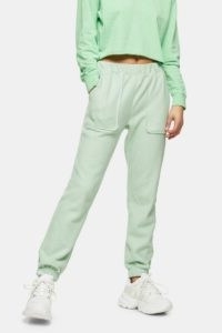 Topshop Green Brushed Oversized Joggers ~ pocket detail jogging bottoms