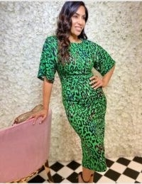 FOREVER UNIQUE Green Fluro Leopard Print Midi Dress