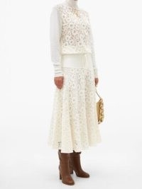 CHLOÉ High-rise floral cotton-blend lace skirt ~ feminine look cream skirts