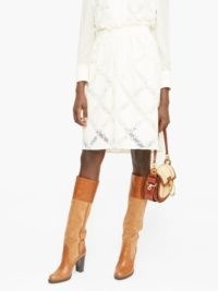 CHLOÉ High-rise lace-trimmed skirt ~ ivory-white skirts