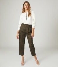 REISS ISABELLA ZIP-DETAIL BLOUSE WHITE ~ wardrobe staple ~ collarless blouses