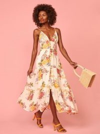 REFORMATION Jaden Dress Bouquet / strappy summer fit and flare