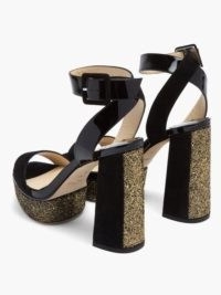 JIMMY CHOO Jax 115 leather platform sandals – glitter embellished platforms